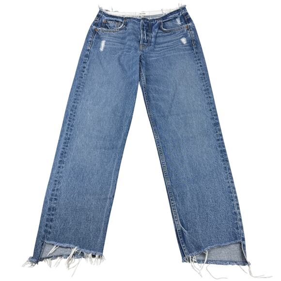 GRLFRND Shannan Raw Edge Cropped Jean In Show Down Blue Size 25 Made in USA - Picture 2 of 7